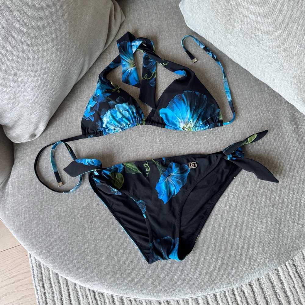 Dolce and Gabbana blue floral bikini Size 2